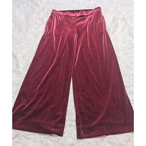 Old Navy Maroon Wide-Leg Pull-On Velvet Crop Pants Size Medium Petite 30x23